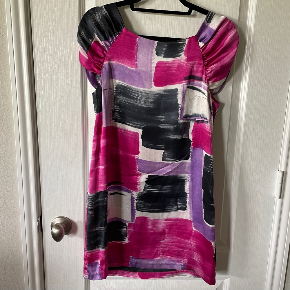 BB Dakota pink purple Colorblock  silk mini dress size S
